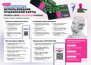 ЧЕК - ЛИСТ по безопасному использованию Пушкинской карты.
